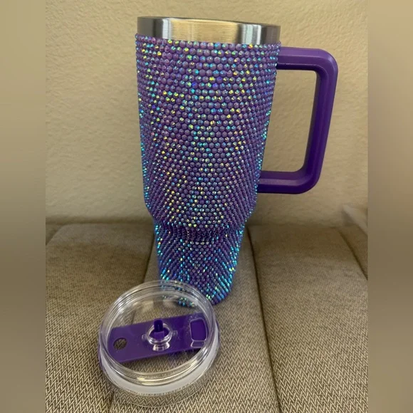 40oz Premium Rhinestone Insulated Stainless Steel, Insulated Tumbler New PURPLE - Picture 3 of 15